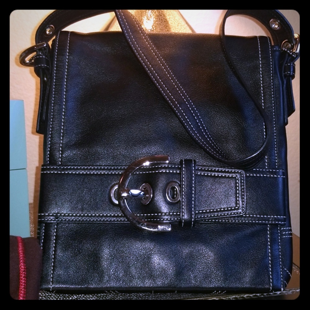 Authentic-COACH Black Leather Handbag